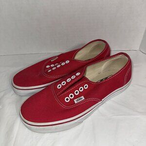 Vans Red Canvas Slip-On Shoes Mens Size 7 No Laces TB4R